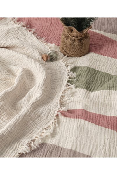 luxtex 4 Layers Muslin Bedspread, Sofa Cover, Blanket, Double 240 X 220 Cm