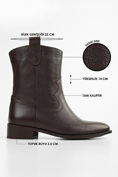Shoeberry Kadın Hide Kahve Hakiki Deri Bot