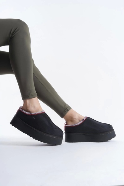 Genel Markalar Mini Siyah Süet Içi Tüylü Kadın Ayakkabı