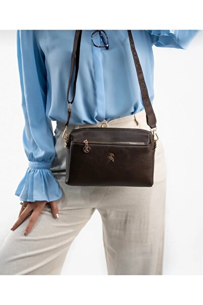 selma demir Geantă de umăr cu curea coloană cu trei compartimente Bitter Brow...