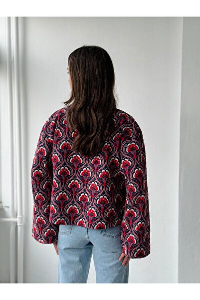 Retrobird Жіночий червоно-синій легкий палантин-жакет