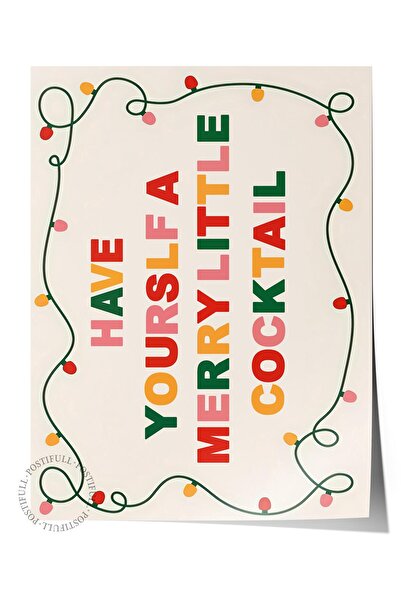 Postifull Çerçevesiz Yılbaşı Posteri, Yılbaşı Dekoru, Comfort Serisi, Merry L...