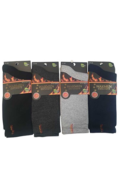 Warmen EXCLUSIVE DİKİŞSİZ BAMBU KIŞLIK KALIN ERKEK ÇORAP ASORTİ RENKLER 41-45 NUMARA 4 LÜ PAKET
