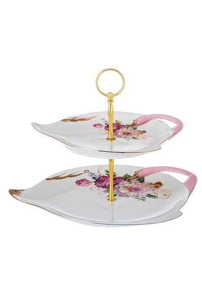 Dania Porcelain 2-tier cake and dessert stand with an attractive design
