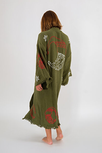Befera Design Christmas Müslin Kimono %100 Pamuklu Yılbaşı Baskılı Desenli Bo...