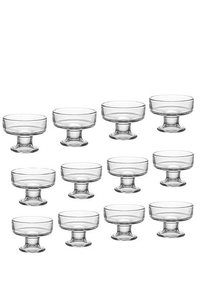 Blink Max 12 Pieces Clear Glass Multipurpose Ice Cream and Nut Serving Bowl Set