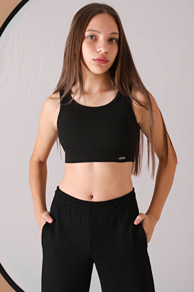 Cansın Mini Siyah Geniş Paça Kesim Basic Kız Çocuk Pantolon 19744