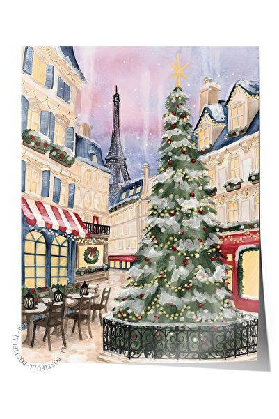 Postifull Çerçevesiz Yılbaşı Posteri, Yılbaşı Dekoru, Comfort Serisi, Christmas in Town Poster, NO:108658