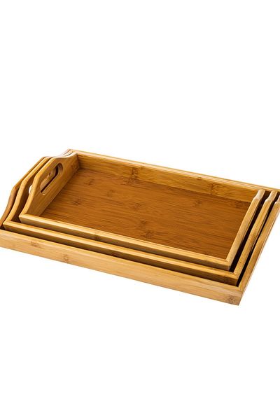Dania A set of waterproof bamboo wooden trays in 3 different sizes