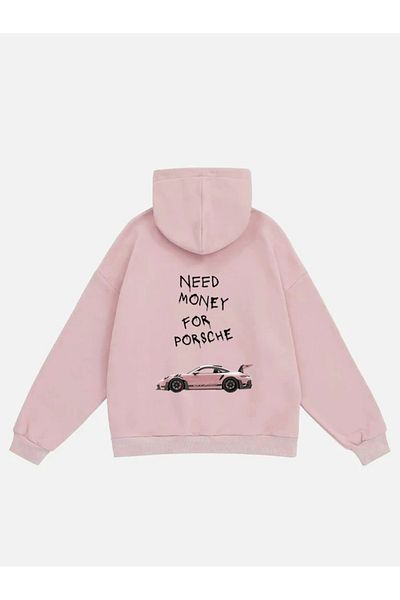 Mad&Calf Φούτερ Porsche Printed Unisex Oversize με κουκούλα Fleece