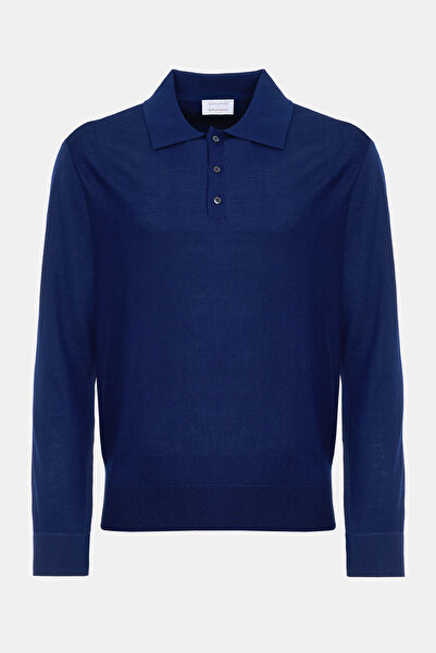 Edwards Erkek Lacivert Polo Yaka Yün Kazak