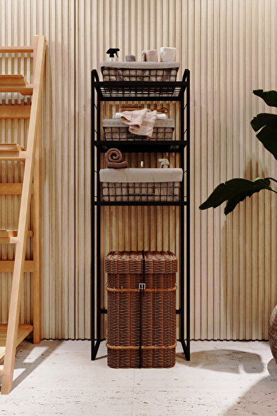 TOPRAK E-TİCARET Metal Banyo ve Mutfak Düzenleme Dolabı 3 Raflı Klozet ve Çam...