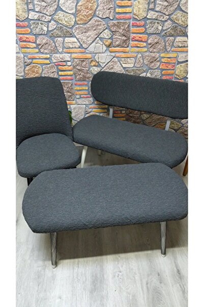 COVER TEKSTİL Püf bench takım kılıfı jakar kumaş 2 sandalye 1 Bench 1 püf