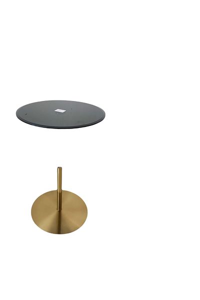 Areka Golden Service Table, Golden Iron Base, Black Glass Top