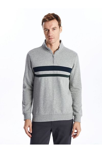 LC Waikiki Stand Collar Long Sleeve Men's Thick Sweatshirt