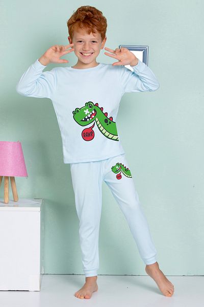 elmas kids Set de pijamale 100% bumbac cu model de dinozaur pentru băieți și bebeluși