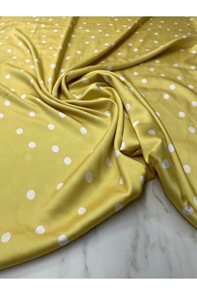 ipekkumaş قميص فستان بنمط نقطي أصفر من قماش تيفيل الساتان يباع بالقطعة 1 قطعة...