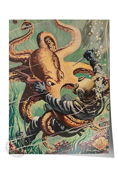 Postifull Unframed Poster, Hd Quality Wall Poster,Comfort Series, Octopus Att...