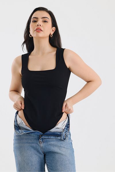ZACHARIUZ Body fără mâneci cu guler din dantelă - Design fără spate