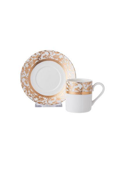 Dania Turkish coffee set for 6 peopl pure white porcelain with golden engraving
