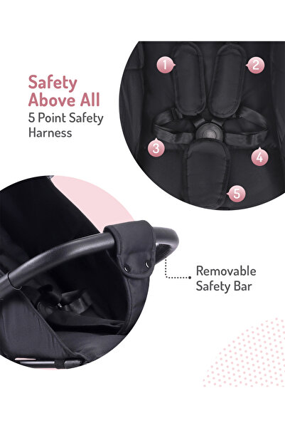 Bonfino Bonfino AirLuxe Cabin Stroller - Compact Tri-fold, Lightweight, Linen Fabric - Black