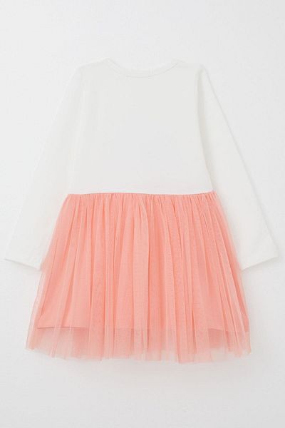 Breeze Ecru Girls' Dress - Long Sleeve, Bow Print, Sweetheart, 2-6 Years