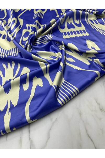 ipekkumaş Blue Ikat Pattern Dressing Shirt Cover Tivil Satin Fabric PRODUSUL NOU ESTE VÂNZAT CA BUC 1 BUC 1 METR