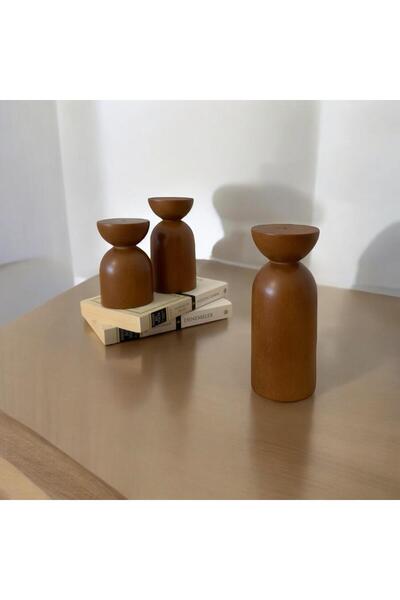 Sienta Home Dekoratif Ahşap Balerin 3’lü Biblo Kestane