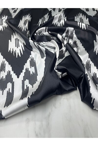 ipekkumaş Siyah Urla Desen Elbiselik Gömleklik Tivil Saten Kumaş Ürünümüz Ade...