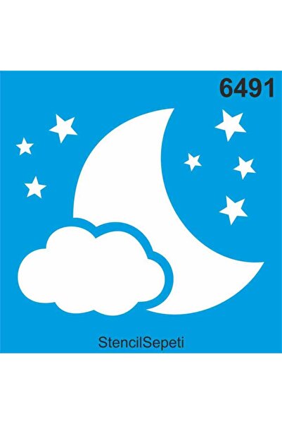 StencilSepeti Ay ve Yıldızlar - Stencil Boyama Şablonu