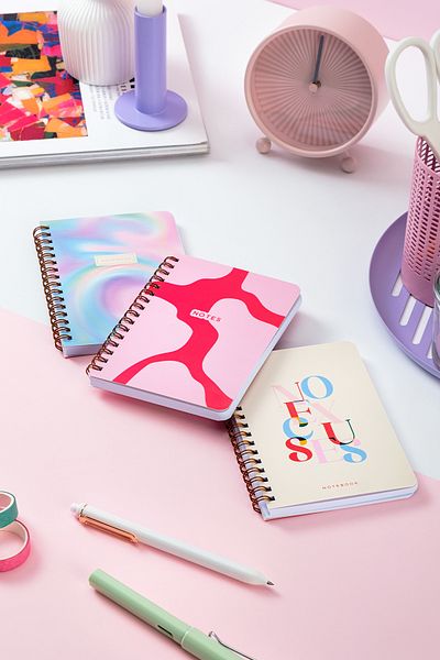 PAPERORA حجم الجيب 10 × 14 سم - مجموعة من 3 دفاتر ملاحظات متدرجة مجردة بدون خطوط حلزونية