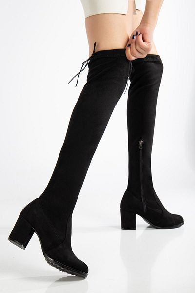 SUİNS SHOES Дамски ботуши над коляното от еластична велур Suins Belmon Model
