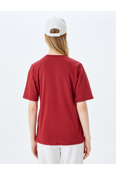 Koton Μπλουζάκι με κοντό μανίκι με στάμπα με λαιμόκοψη