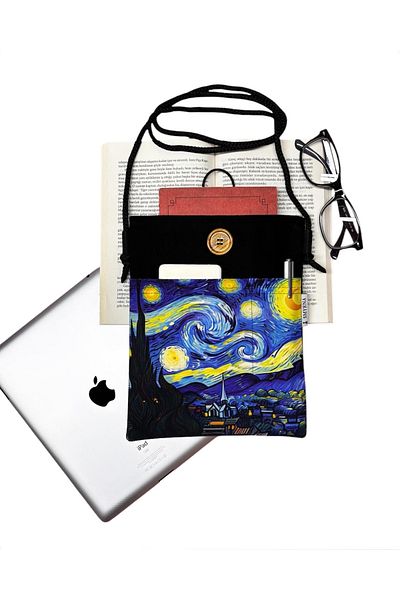 Smyrna Hanging Book Tablet Ebook Bag Case Night Black