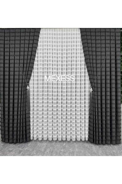 Mexess Venetian Pattern Premium Linen-Cotton Floor, Not Want Ironing Tulle Curtain (1/3 Close Pleat)