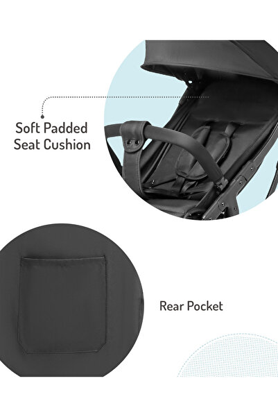 Bonfino Bonfino Aero Lite Baby Cruiser Stroller with 5-Point Safety Harness - Black
