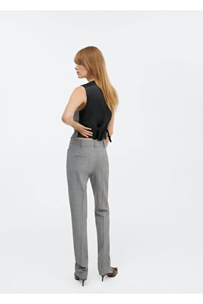 MANGO Woman İnce çizgili kumaş pantolon
