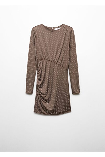 MANGO Woman Büzgü Detaylı Taşlı Elbise