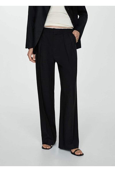 MANGO Woman Contrast Stripe Collar Trousers