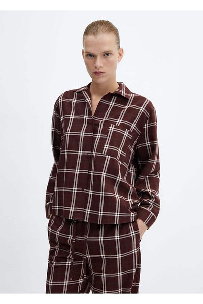 MANGO Woman Pyjamahemd aus Flanell mit Karomuster