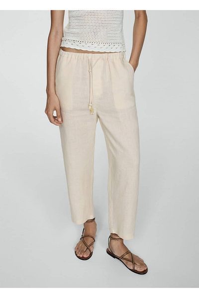 MANGO Woman Plátěné jogger kalhoty