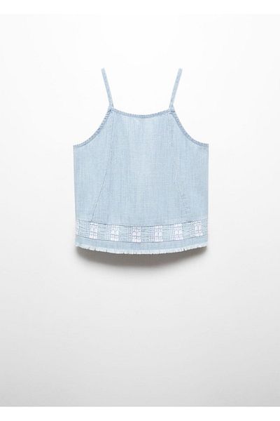 MANGO Kids Κεντημένη μπλούζα με κρόσσια