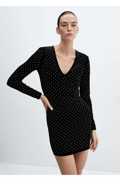 MANGO Woman Jewelled velvet dress