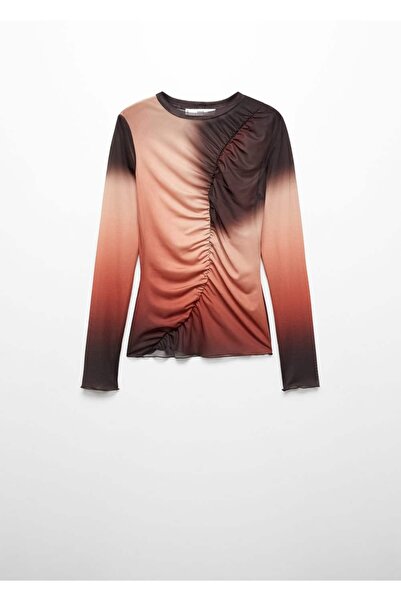 MANGO Woman Gradient Gather Detailed T-Shirt