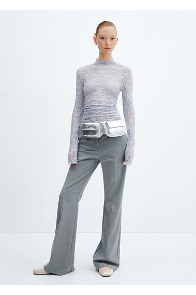 MANGO Woman Tricou din dantelă cu guler Perkins