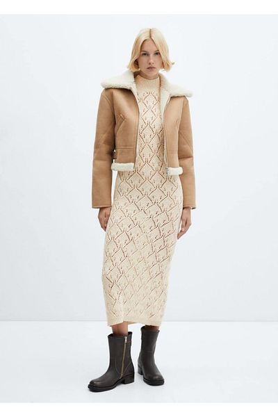 MANGO Woman Openwork detailed knitted dress