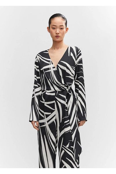 MANGO Woman Patterned wrapped jumpsuit