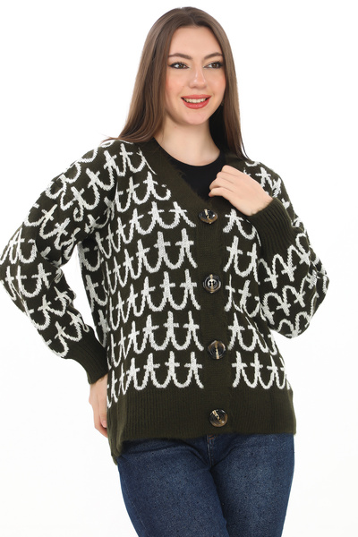 sportiness سترة صوفية محبوكة بأزرار مفصلة كبيرة الحجم