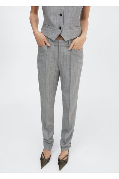 MANGO Woman Cloth pants with fine lines