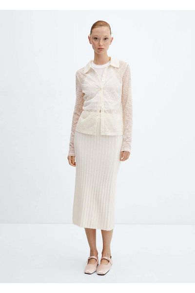 MANGO Woman Semi Transparent Lace Shirt